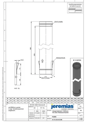 Produktbild von EW-FU Längenelement 1000 mm mit Ablassschlaufen Ø 200 mm