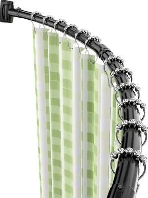 Duschvorhangstange gebogen ausziehbar Edelstahl 140-200 cm mit 24 Ringen