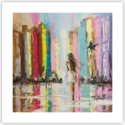 Produktbild von Poster - Poster ohne Rahmen - Mädchen Vogel - 40x40 cm - Wand Bild - Wanddeko - Wandbilder - Kunstposter - Wandposter - Bilder - Kunstdruck - Wanddekoration - Wandbild - P2XAC40x40-3441