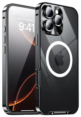 Produktbild von Für Apple iPhone 16 Pro Magnetische Magsafe Metall Design Schutz Cover Hülle Schwarz