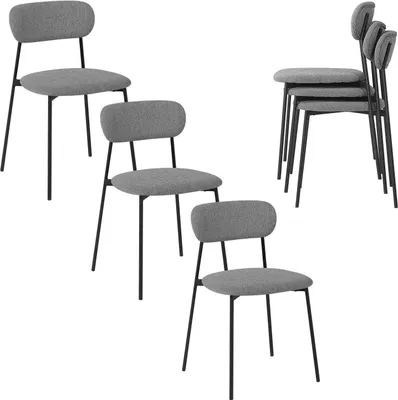 Produktbild von EUGAD Esszimmerstühle 4er Set, für Esszimmer Küche Wohnzimmer, Metallbeine, Leinensitz, Dunkelgrau