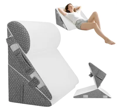 Produktbild von Keilkissen - Memory-Foam Schlafkissen - 12-in-1 verstellbare Neigung - Gegen Sodbrennen, Rückenschmerzen, Schnarchen - Hellgrau