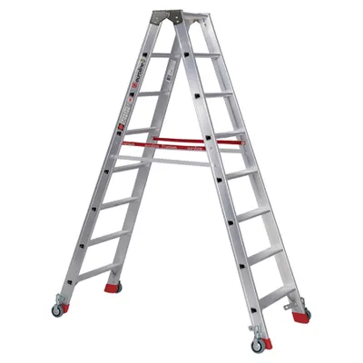 Produktbild von Euroline Premium 30573 Stufenstehleiter mit Federrollen und Feststellern 2x8 Stufen
