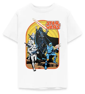 Produktbild von Star Wars Retro Darth Vader Und Stormtrooper Teenager T-Shirt, 152/164 (12-14 Jahre), Weiß