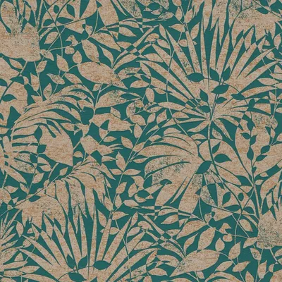 Immagine prodotto di Profhome 388311-GU Carta da parati in tessuto non tessuto effetto floreale metallizzato verde oro turchese 5,33 m2