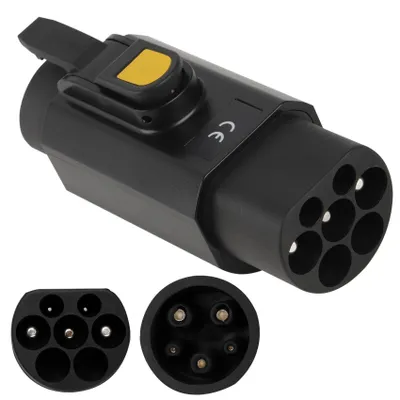 Image de Adaptateur de câble de recharge EV, Type 2 vers Type 1, 7,4 kW, noir