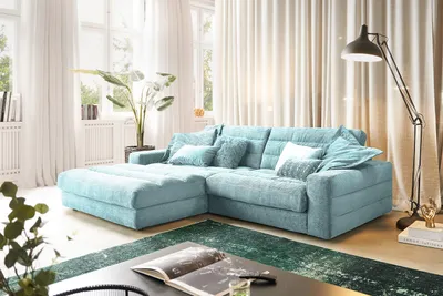 Produktbild von KAWOLA Sofa LANA Ecksofa Cord hellblau Recamiere links