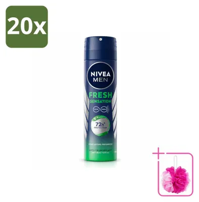 Imagen del producto de 20 aerosoles desodorantes NIVEA MEN Fresh Sensation, 150 ml, pack ahorro, 20 unidades