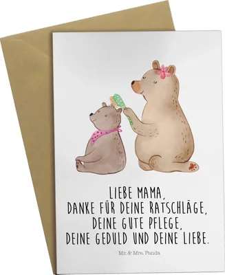 Produktbild von Mr. & Mrs. Panda Glückwunschkarte Bär Kind - Weiß - Geschenk, einladungskarten, Grußkarte, Bären, Muttertag, osterkarten, Familie, Mama, genesungskarte, weihnachtskarten