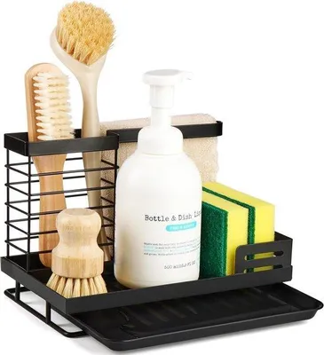 Zdjęcie produktu dla Organizer do zlewu pod prysznic z miską odpływową – organizer do zlewu – uchwyt na miski – półka do zlewu – organizer do zlewu – czarny
