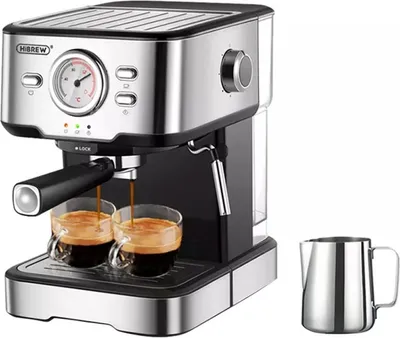 Produktbild von HiBREW H5 1050W Kaffeemaschine, 20 Bar Halbautomatische Cappuccino Espressomaschine, 1.5L Kapazität, Temperaturanzeige