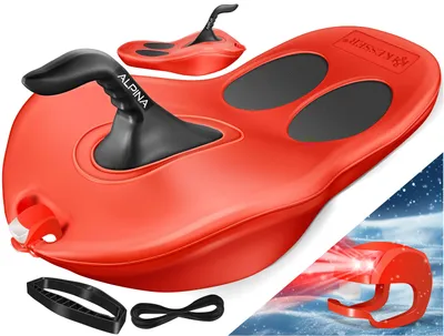 Produktbild von KESSER® Bob Schneebob Alpina Mit LED Licht inkl. Zugseil Schlitten Rodelschlitten Kinderschlitten Zipfelbob Kunststoffrodel Stabil für Kinder & Erwachsene Schneesport Winter Sports ZIPFEL Schlitten