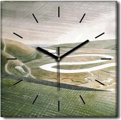 Produktbild von Coloray Uhr auf Leinwand 30x30 cm Wand Uhr Dekoration Wohnzimmer Segeltuch schwarze Hände -Eric Bravilious Port.