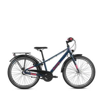 Produktbild von 24 Zoll Kinderfahrrad, 3-Gang, Jungenfahrrad, S’COOL troX pro, ab 7–11 Jahre, 130–145 cm, Dunkelblau/Pink