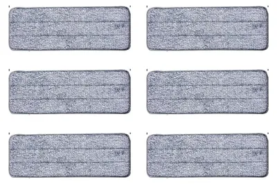 Obrázek produktu pro Náhradní hadříky na mop z mikrovlákna, balení 6 kusů, omyvatelné, rozměry 35,5 x 11 cm