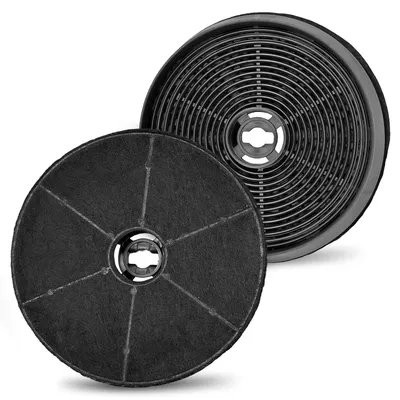 Two charcoal filters for a range hood, one slightly behind the other.