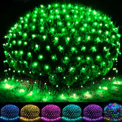 Obrázek produktu pro 1.5X1.5M 96LED světelná síť venkovní vnitřní světelná opona vánoční dekorace 8 režimů pohádkové světlo pro keře zahradní pokoj balkon vánoční osvětlení zelená