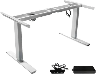 Obrázok produktu pre Elektricky nastaviteľný rám stola, výškový rozsah 23,4"-49", nosnosť do 150 kg, biely Dve časti