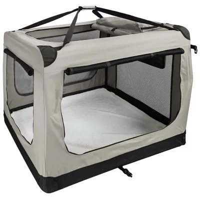 Zdjęcie produktu dla Składana buda dla psa - kolor beżowy, duży rozmiar: 122x80x82 cm - torba transportowa dla zwierząt