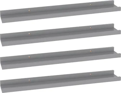 Obrázok produktu pre vidaXL Nástenné police 4 ks Sivé 60x9x3 cm