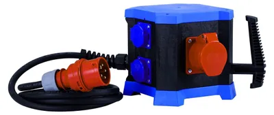 Produktbild von HEDI Steckdosenverteiler Drehstrom 16 A, 4x Steckdosen 250V + 2x CEE Steckdosen 5x16A 400V, Anschlussstecker CEE 5x16A,