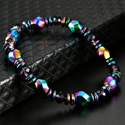 Produktbild von Edles Herren / Damen Armband Magnetfeld Armkette Gesundheit Yoga Lifestyle Naturstein bunt