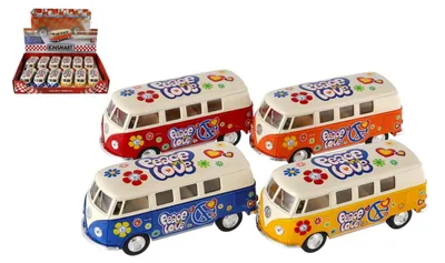 Image de Bus Kinsmart VW Classical en métal/plastique, 13 cm, à remonter, 4 couleurs, 12 pièces par boîte