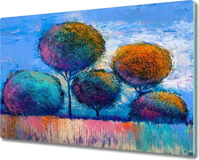 Produktbild von Coloray Herdabdeckplatte 80x52 cm Schneidebrett Kochplattenabdeckung Küchenbrett Hackbrett - Malerei Baum
