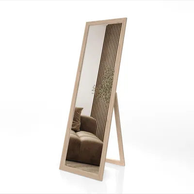 Zdjęcie produktu dla STYLER Lustro stojące 46x146 cm prostokątne w ramie MDF dekoracyjne do salonu sypialni garderoby nowoczesny styl Sicilia brązowe