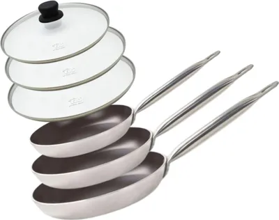 Image de Set de 3 Poêles 24, 28 et 32 cm céramique sans  et 3 couvercles Elo Bistro Line