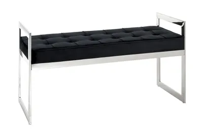 Produktbild von HAKU Sitzbank Bank edelstahl, schwarz - Edelstahl, Samtgewebe, B/H/T: 100x57x40 cm