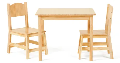 Immagine prodotto di Tavolo per bambini con 2 sedie, in legno massello, adatto a bambini dai 3 anni in su, ideale per la cameretta dei bambini