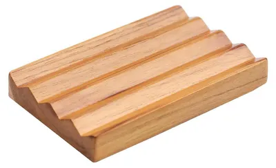 Immagine prodotto di Porta sapone in legno di teak con base rialzata per sapone solido, 12,5 x 8 x 1,9 cm, colore marrone, confezione singola