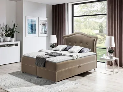 Obrázek produktu pro Kontinentální manželská postel 200x200 VARIEL 1 - hnědá 2 + topper