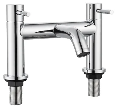 2-in-1-Badarmatur aus Edelstahl, zwei Griffe, Chrom, für Badewanne