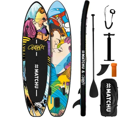 Produktbild von Matchu Sports Stand Up Paddle Board Art Bustart Aufblasbar 320x81x15 cm - Limited Edition SUP Board Set - Surfbrett - Paddle Surf Board mit Zubehör