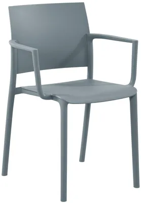Produktbild von CLP Gartenstuhl wetterfest Valtor UV-beständig mit Armlehnen belastbar bis 150 kg grau