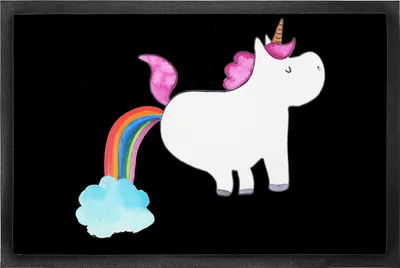Produktbild von Mr. & Mrs. Panda Schmutzmatte Einhorn Pupsen 50 x 75 cm - Schwarz - Geschenk, Unicorn, Spaß, Freundin, Schmutzfangmatte, Glitzer, Regenbogen, Schmutzfänger, Türmatte