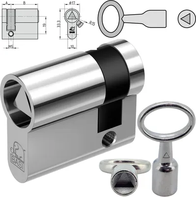 Produktbild von Dreikant- Halbzylinder 8 mm mit Schlüssel