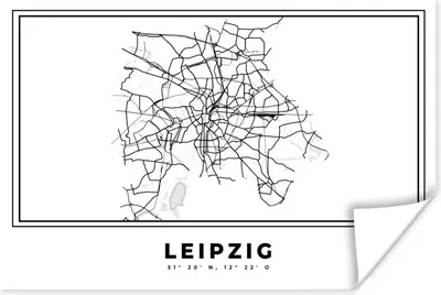 Produktbild von MuchoWow® Poster Stadtplan - Deutschland - Schwarz und weiß - Leipzig - Karte 180x120 cm - Fotoplakat