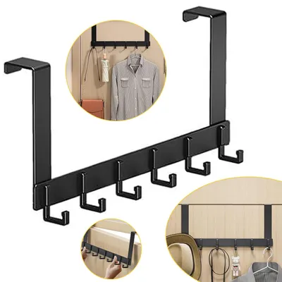 Produktbild von Türhaken, 6 Haken, Kleiderhaken, Aufbewahrung für Mäntel, Hüte, Taschen, Kleidung, Handtücher