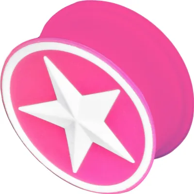 Produktbild von viva-adorno 1 Stück 20mm Flesh Plug Tunnel Ohr Piercing Silikon flexibel Stern verschiedene Farben Größe 4 - 26mm Z156,9 pink/weiß Z205,