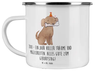 Produktbild von Mr. & Mrs. Panda Emaille Tasse 2000 Geburtstagsträume - Weiß - Geschenk, Jahr Geburtstag, Träume, Nostalgie, Teetasse, Pott, Glückwunsch, Geburtstagsgeschenke, Outdoor