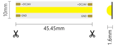 Obrázek produktu pro 15 W/MT 24 V jednobarevný COB LED pásek – 5 m role – žlutý