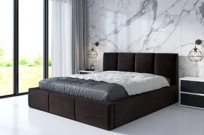 Produktbild von Polsterbett ORIN   160x200 mit Matratze und Bettkasten. Farbe: Dunkelbraun.