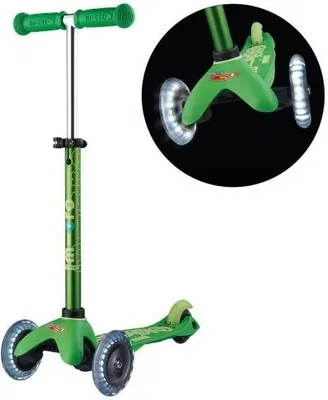 Zdjęcie produktu dla Micro Mobility Mini Micro Deluxe LED Green, Dzieci, Klasyczna hulajnoga, Chłopak, dziewczyna, Asfalt, 50 kg, 3 szt.