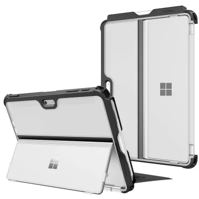 Produktbild von Fintie Hülle für Microsoft Surface Go 3 2021 / Surface Go 2 2020 / Surface Go 2018, Stoßfeste Robuste Hartschalen Schutzhülle mit Stifthalter Original Ständer, Type Cover Kompatibel, Klar(Matt)