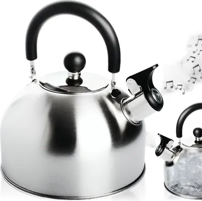 Produktbild von 2,5 l Flötenkessel Pfeifkessel Edelstahl Pfeifender Teekessel Teekannen Silber
