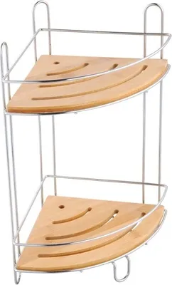 Produktbild von MSV 140645, Chrom, Metall, Holz, Chrom, Holz, Freistehend, Duschregal, 195 mm, 195 mm