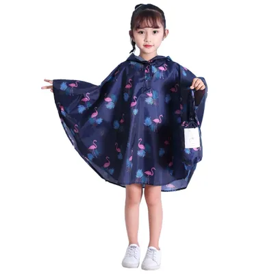 Produktbild von Kinder Regenponcho – Wasserdicht, Leicht & Tragbar für Jungen & Mädchen-Blau-S